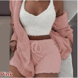 Plus Size Plush Homewear Casual 3-Piece Pajama Set GXHF-YM303