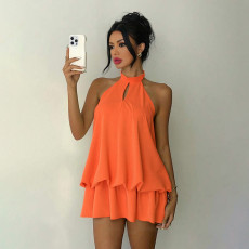 Sleeveless Halterneck Tie Up Backless Mini Dress GZJQ-K25D87118