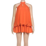 Sleeveless Halterneck Tie Up Backless Mini Dress GZJQ-K25D87118