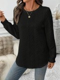 Plus Size Casual Solid Color Long Sleeve Tops GYOU-CX562