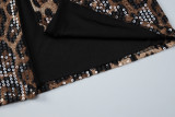 Leopard Print Wrap Chest Tops Two Piece Skirts Set GLAG-S5920248G