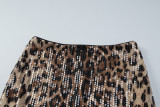 Leopard Print Wrap Chest Tops Two Piece Skirts Set GLAG-S5920248G
