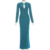 Long Sleeve Hollow Out Maxi Dress GZJQ-K25D85474