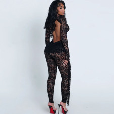 Lace See Through Backless Bodysuit Two Piece Pants Set GZJQ-K25S86050