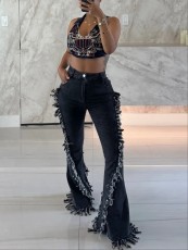Fashion Tassel Flare Jeans GXHF-M80923