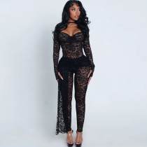 Lace See Through Backless Bodysuit Two Piece Pants Set GZJQ-K25S86050