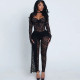 Lace See Through Backless Bodysuit Two Piece Pants Set GZJQ-K25S86050