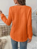 Plus Size Casual Solid Color Long Sleeve Tops GYOU-CX562