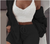 Plus Size Plush Homewear Casual 3-Piece Pajama Set GXHF-YM303