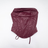 PU Leather Wrap Chest Banage Tops GDSF-D25TP501