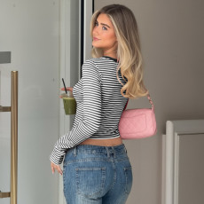 Stripe Long Sleeve Slim Tops GLAG-T5920328G