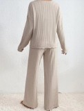 Casual Long Sleeve V-neck And Pants Suit GYOU-CX4818