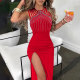 Rhinestone Split Night Club Evening Dress GYOU-CX30208