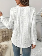 Plus Size Casual Solid Color Long Sleeve Tops GYOU-CX562
