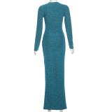 Long Sleeve Hollow Out Maxi Dress GZJQ-K25D85474