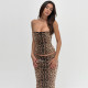 Leopard Print Wrap Chest Tops Two Piece Skirts Set GLAG-S5920248G