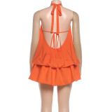 Sleeveless Halterneck Tie Up Backless Mini Dress GZJQ-K25D87118