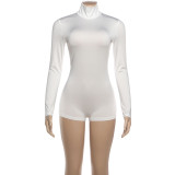 Solid Color Long Sleeve High Collar Romper GZJQ-K25Q84138