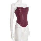 PU Leather Wrap Chest Banage Tops GDSF-D25TP501