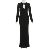 Long Sleeve Hollow Out Maxi Dress GZJQ-K25D85474