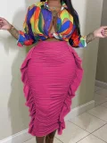 Casual Pleated Slim Half Body Skirt ZDF-31325