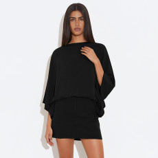 Solid Color Loose Backless Mini Dress GDSF-J25DS413