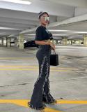 Fashion Tassel Flare Jeans GXHF-M80923