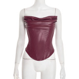 PU Leather Wrap Chest Banage Tops GDSF-D25TP501