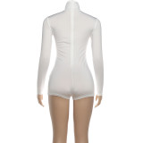 Solid Color Long Sleeve High Collar Romper GZJQ-K25Q84138