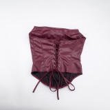 PU Leather Wrap Chest Banage Tops GDSF-D25TP501