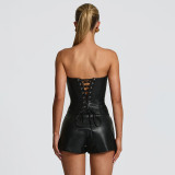 PU Leather Wrap Chest Banage Tops GDSF-D25TP501
