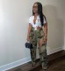 Camouflage Print Holes Cross Straight Pants OD-8600