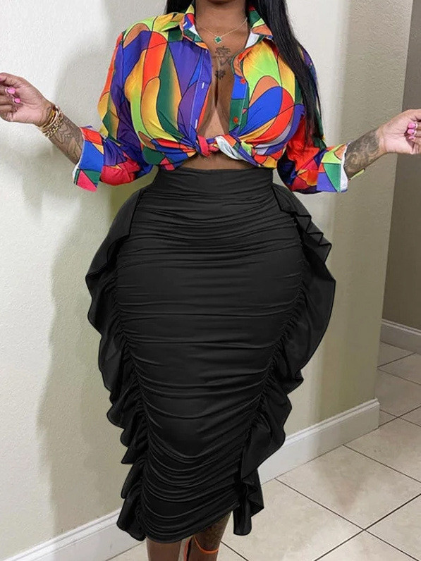 Casual Pleated Slim Half Body Skirt ZDF-31325