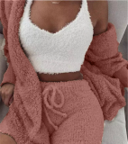 Plus Size Plush Homewear Casual 3-Piece Pajama Set GXHF-YM303