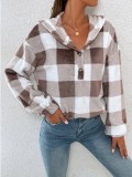Plaid Hooded Casual Top GYOU-CX092801