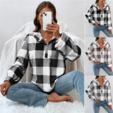 Plaid Hooded Casual Top GYOU-CX092801