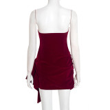 Solid Color Velour Tube Top Dress GSZM-D25DS505