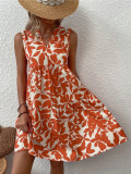 Plus Size Fashion Loose V-Neck Print Dress GYOU-CX30222