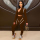 Contrast Color Patchwork Long Sleeve Sport 2 Piece Pants Set YF-9808