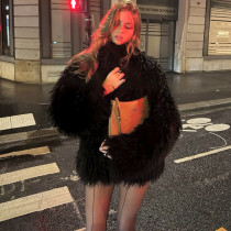 Long Sleeve Solid Color Plush Coat XEF-K25C84302