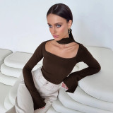 Solid Color Square Neck Tops GSZM-D25TP489