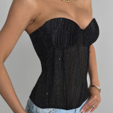 Solid Color Wrap Chest Bandage Tops GNZD-Q01451J