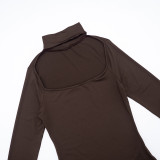 Solid Color Square Neck Tops GSZM-D25TP489
