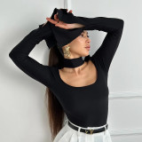 Solid Color Square Neck Tops GSZM-D25TP489