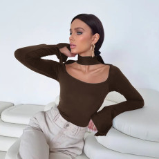 Solid Color Square Neck Tops GSZM-D25TP489