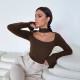 Solid Color Square Neck Tops GSZM-D25TP489