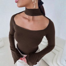 Solid Color Square Neck Tops GSZM-D25TP489