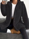 Solid Color Buttoned Long Sleeve Hooded Plush Fashion Coat GYOU-CX1022