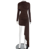 Long Sleeve Solid Color Mini Dress GSZM-C25DS370