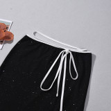 Contrast Color Halterneck Tie Up Two Piece Skirt Set GFRT-51958SBF